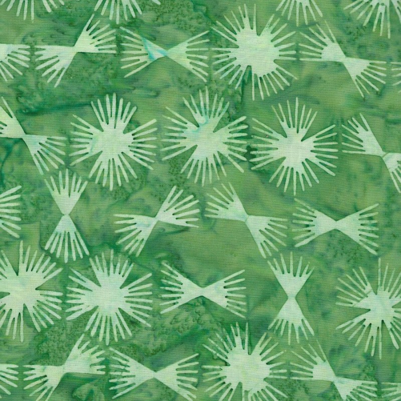  Tissu  batik closions fond  vert  AU FIL D EMMA