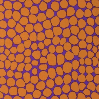 Tissu patchwork cercle cognac fond violet
