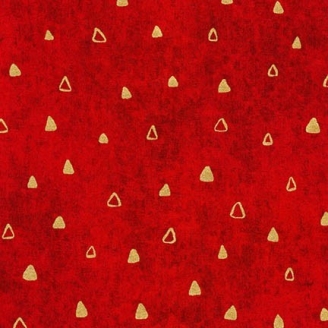 Tissu Gustav Klimt triangles dorés fond rouge