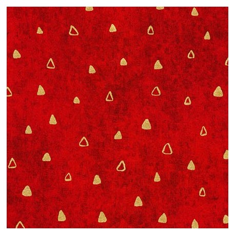 Tissu Gustav Klimt triangles dorés fond rouge