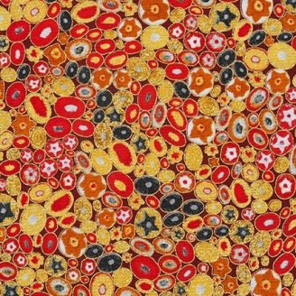 Tissu Gustav Klimt Millefiori doré et rouge