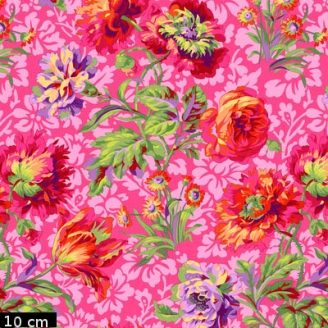 Tissu Philip Jacobs - Grandes fleurs Baroque Floral fond rose PJ090