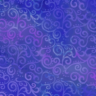 Tissu patchwork faux-uni Arabesque Bleu Outremer - Ombre Scroll