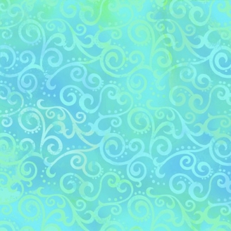 Tissu patchwork faux-uni ArabesqueTurquoise Aqua - Ombre Scroll