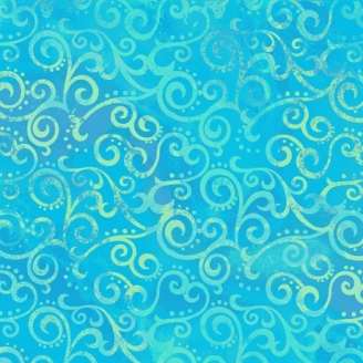 Tissu patchwork faux-uni Arabesque Turquoise Lagon - Ombre Scroll