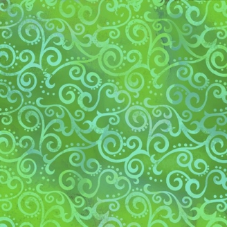 Tissu patchwork faux-uni Arabesque Vert Printemps - Ombre Scroll