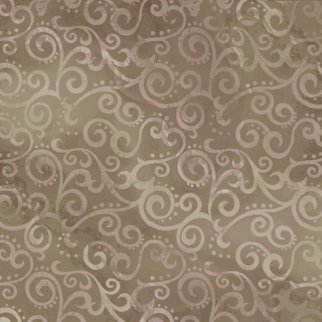 Tissu patchwork faux-uni Arabesque Taupe - Ombre Scroll