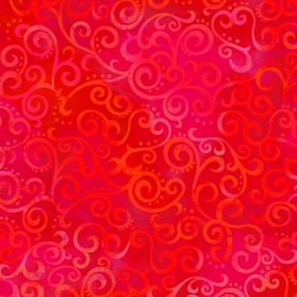 Tissu patchwork faux-uni Arabesque Rouge Cerise - Ombre Scroll