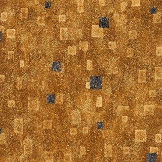 Tissu Gustav Klimt rectangles noirs fond doré foncé