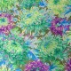 Tissu Philip Jacobs - Grandes fleurs Shaggy Aqua fond vert kaki
