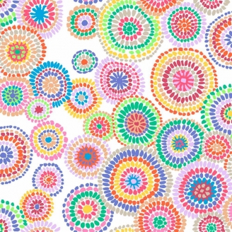 Tissu patchwork Kaffe Fassett Mosaic circles fond blanc GP176_