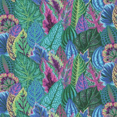 Tissu Philip Jacobs feuilles Coleus Turquoise PJ030