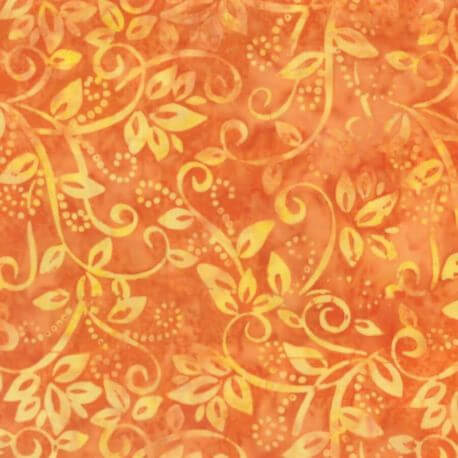 Tissu batik plante grimpante orange