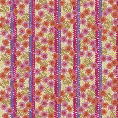 Tissu patchwork frises florales Oasis fuchsia - Kismet de Valori Wells