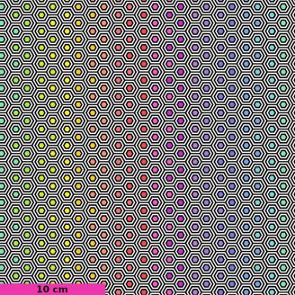 Tissu patchwork Tula Pink hexagones multico fond noir et blanc TP151 - Linework