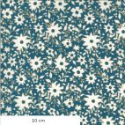 Tissu patchwork imprimé fleurs blanches fond bleu canard - Cider 