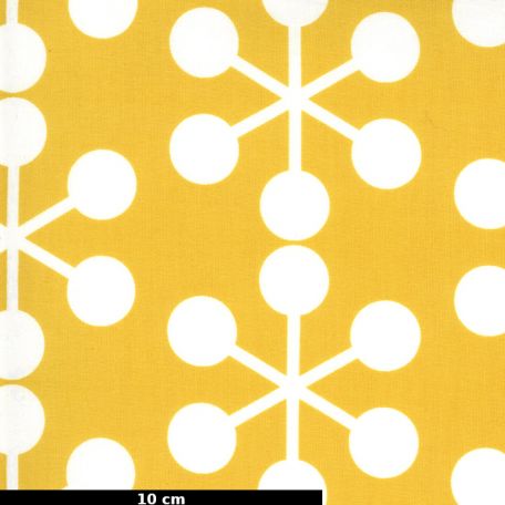 Tissu patchwork grande astérisque blanche fond jaune moutarde - Quotation de Zen Chic