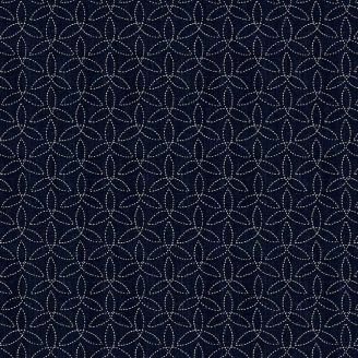 Tissu patchwork forme elliptique fond bleu marine - Sashiko