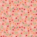 Tissu patchwork feuillages japonais fond rose - Michiko