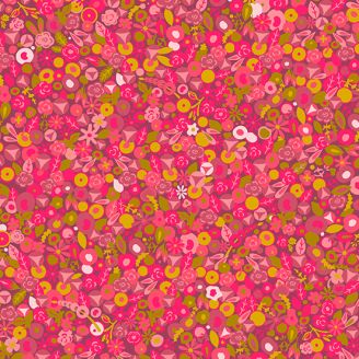 Tissu patchwork myrtilles et fleurs roses - Sun Prints