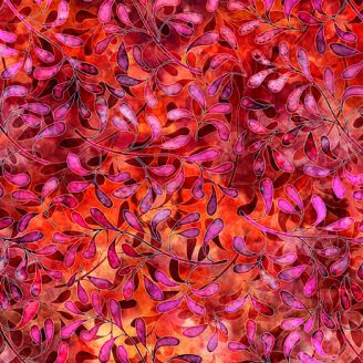 Tissu imprimé fleurs rouges fond magenta - Tropicalia