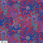 Tissu patchwork Brandon Mably Octopus pieuvres bleues fond rouge