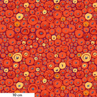 Tissu Kaffe Fassett mosaïque de boutons oranges GP182