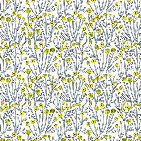 Tissu patchwork fleurs des champs bleues et jaunes - Prickly Pear