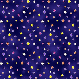 Tissu patchwork Laurel Burch étoiles fond indigo - Celestial Magic