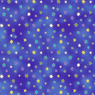Tissu patchwork Laurel Burch étoiles fond bleu - Celestial Magic