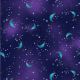 Tissu patchwork Laurel Burch lune fond violet foncé - Celestial Magic