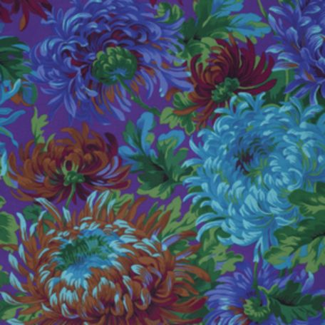 Tissu Philip Jacobs - Grandes fleurs Shaggy fond violet