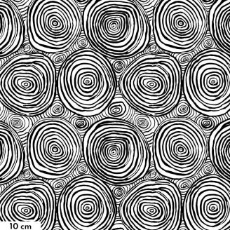 Tissu grande largeur Brandon Mably cercles concentriques noir et blanc