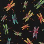 Tissu patchwork libellules noires - Fantastic Forest