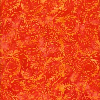 Tissu batik feuilles d'élodée oranges