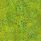 Tissu batik fougères fond vert citron