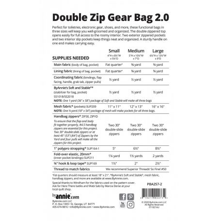 Patron de la trousse Double Zip Gear Bag 2.0 - By Annie (en anglais)