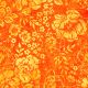 Tissu batik jardin de pivoines oranges