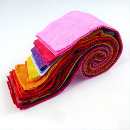 Joli roll de tissus patchwork batik couleurs chaudes