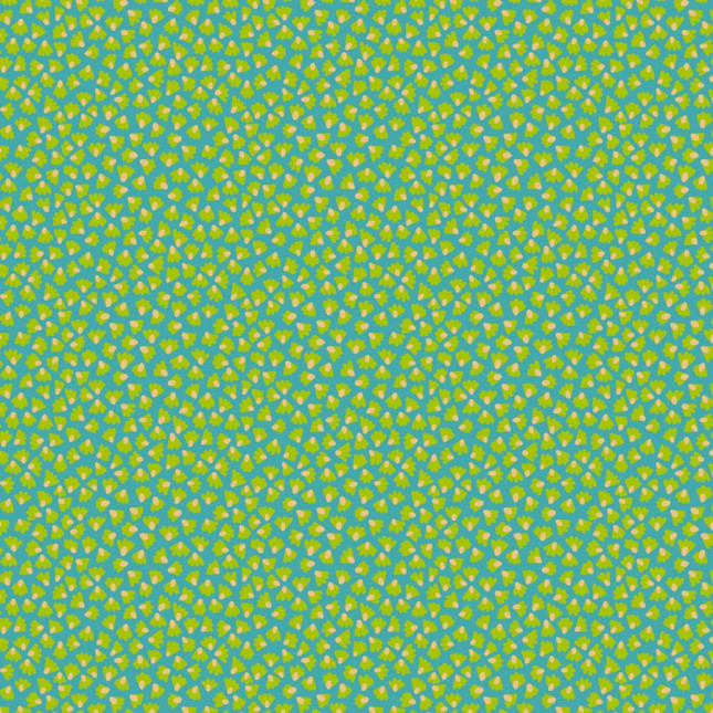 Tissu patchwork Odile Bailloeul pétales verts fond bleu - MagiCountry