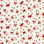 Tissu patchwork Père Noël et cadeaux fond écru - Santa Express