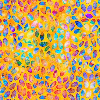 Tissu patchwork confettis multicolores fond jaune - Brilliance