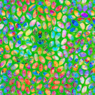 Tissu patchwork confettis multicolores fond vert - Brilliance