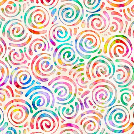 Tissu patchwork spirales multicolores fond écru - Brilliance