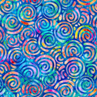 Tissu patchwork spirales multicolores fond bleu - Brilliance