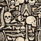 Tissu patchwork squelette fond noir - Hallowen