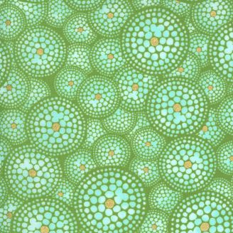 Tissu patchwork pois ciel en cercles fond vert - Dance in Paris de Zen Chic