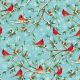 Tissu patchwork oiseau cardinal fond bleu ciel enneigé - Winterwood