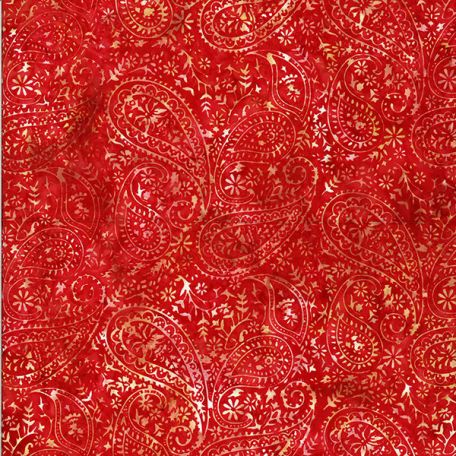 Tissu batik motif cachemire rouge piment ton sur ton