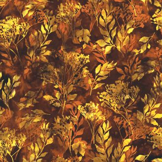 Tissu batik branchages brun Sienne